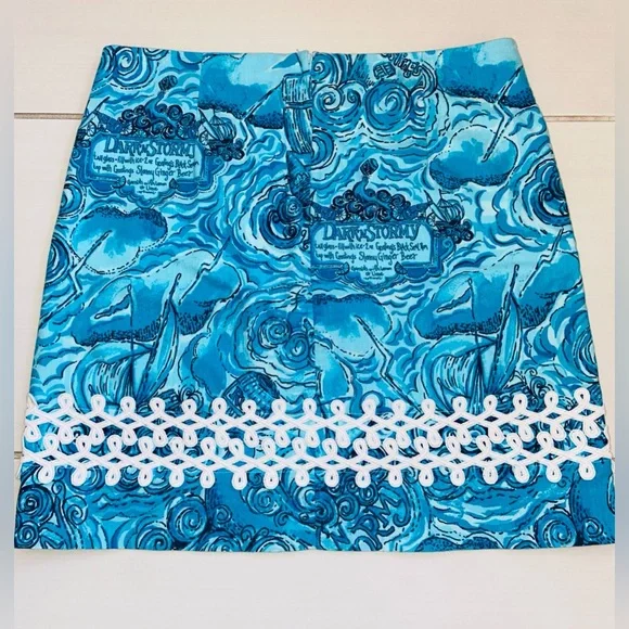 Lilly Pulitzer Holy Grail Dark N Stormy Roslyn skirt - Picture 2 of 4